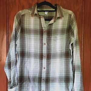 2/$20 NEW Sonoma Gauze Plaid Button Down Shirt Sage